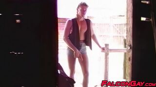 Two plowboy studs are playing dirty with their cocks, unbothered.