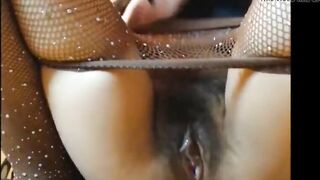 Horny Babe fingers wet hairy pussy for you