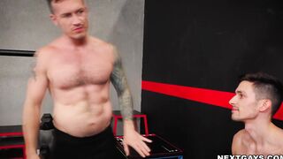Muscular Gay Threesome At The Gym With Three Studs