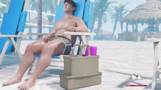Blonde 3D Hottie Rides BBC Beach Sex