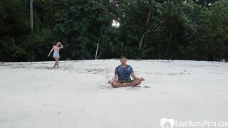 Meditation on the beach ended with a oral sex