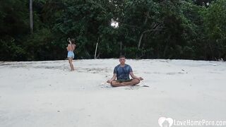 Meditation on the beach ended with a oral sex