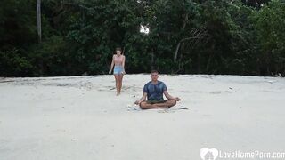 Meditation on the beach ended with a oral sex