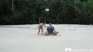 Meditation on the beach ended with a oral sex