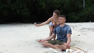Meditation on the beach ended with a oral sex