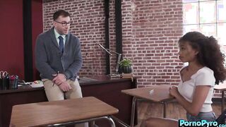 Cute Ebony Student Cecilia Lion Bangs Her Hot Teacher