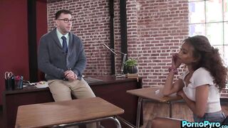 Cute Ebony Student Cecilia Lion Bangs Her Hot Teacher