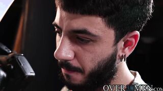 Stepdad Nate Stetson chokes on stepson Adrian Rose big cock