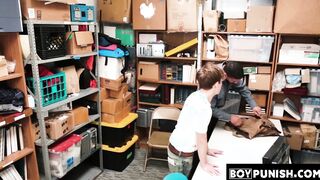 In the questioning room the security team busts a thiefs ass