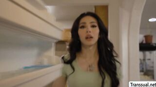 Trans Ariel Demure analed Syren De Mer in kitchen