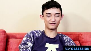 Twink masturbates while flaunting his ass and cock