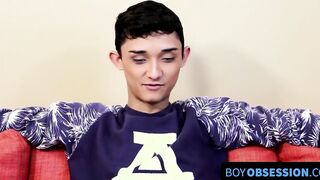 Twink masturbates while flaunting his ass and cock