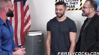 Bearded gay teacher banged by student and his mature stepdad