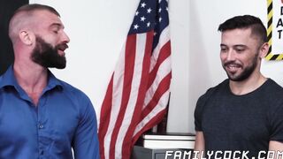 Bearded gay teacher banged by student and his mature stepdad