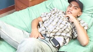 Ass play and solo masturbation make young latino jizz hard