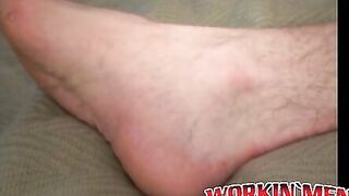 Amateur takes his big dick and masturbates before coming