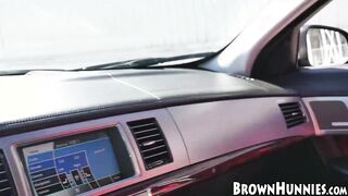 Black gal goes crazy and has hot sex in her boyfriends car