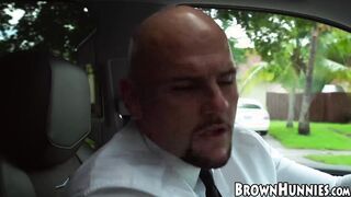 BBW ebony woman pounded in the back of a car