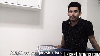 Before being barebacked hard a straight Latino sucks off the man