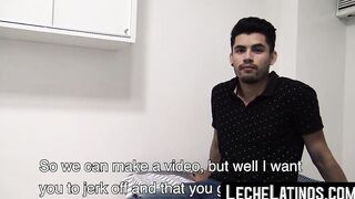 Before being barebacked hard a straight Latino sucks off the man