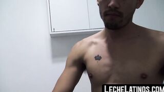 Before being barebacked hard a straight Latino sucks off the man