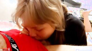 Teenagers Cutie displays her super cock sucking off talent