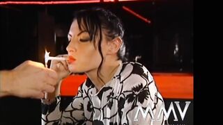 Amazingly Cutie dark haired riding anally a fat penis