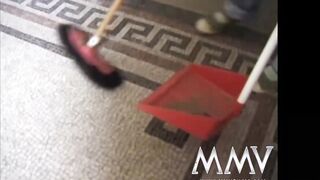 Nasty cleaning lady getting booty screwed in this retro tape