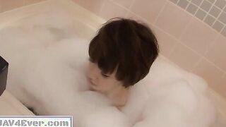 Akina Hara in a warm bath give a japan blowjob