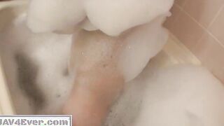 Akina Hara in a warm bath give a japan blowjob
