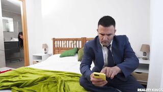 Sex in the bathroom with stepmom when dad back early