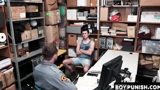 Young thief is apprehended by an officer who hammers his tight ass bare