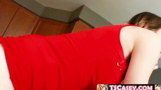 Shemale pornstar Casey Kisses riding hard dick after sensual caress