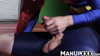Superman twink gets tackled on the floor and played