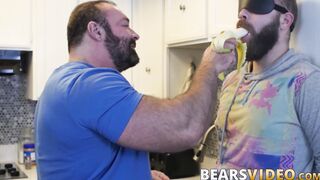 Hairy daddy teases chubby hunk before hardcore barebacking