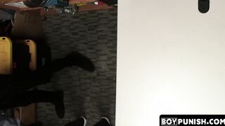 Two gay guards stretch the ass of a young black burglar