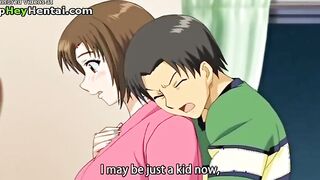 Hot busty babe fucks younger guy