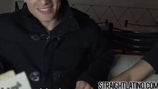 Latino guy getting a first taste of cock and becoming gay