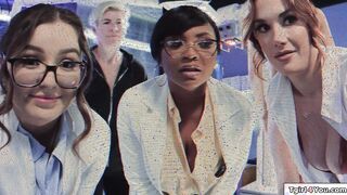 Scientist porn video – Lady scientists fuck their tgirl droids