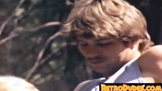 Retro dick sucker blows his companions and takes it in the ass