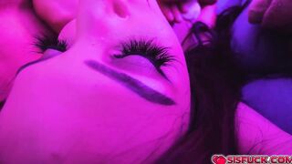 Hime can't help but rub her pussy with Brad's cock