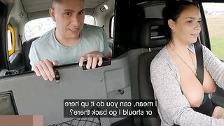 Female Fake Taxi Her big natural boobs fall out in front of her passenger leading to