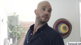 Latina TS slut lets handy man fuck her wet ass
