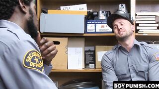 Security guard disciplined by black boss and stripped of his shirt