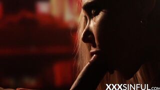 Sensual blondie ass drilled after slow passionate blowjob