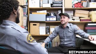 tattooed man riding an officers huge black dick