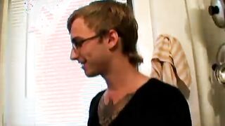 Inked young gay spreads cheeks before wanking off solo