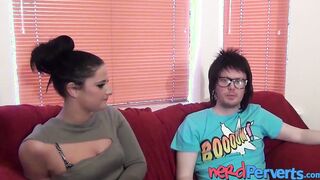 Glamorous British hottie swallows cum after giving blowjob