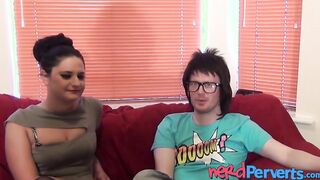 Glamorous British hottie swallows cum after giving blowjob