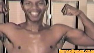 Retro solo features a muscular stallion masturbating his hairy cock